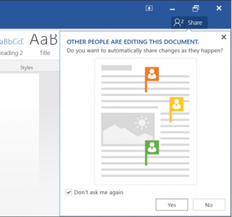 Collaborate real-time from within Microsoft Word 2016