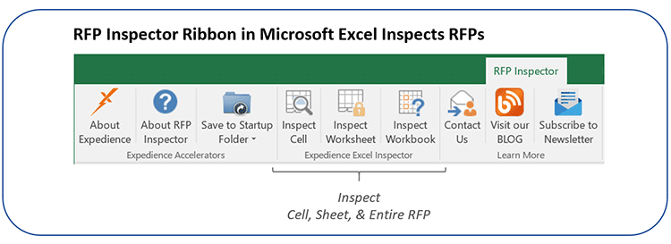 RFP Inspector Ribbon in Microsoft Excel Inspects RFPs