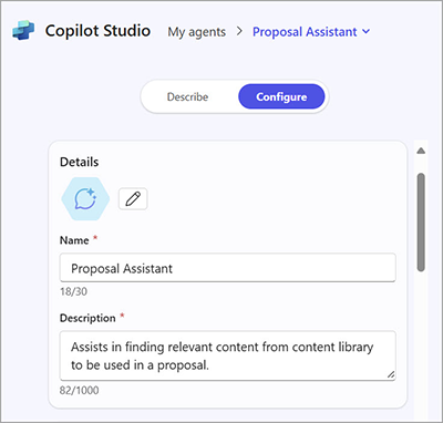 Make a custom Copilot AI proposal agent Step 1